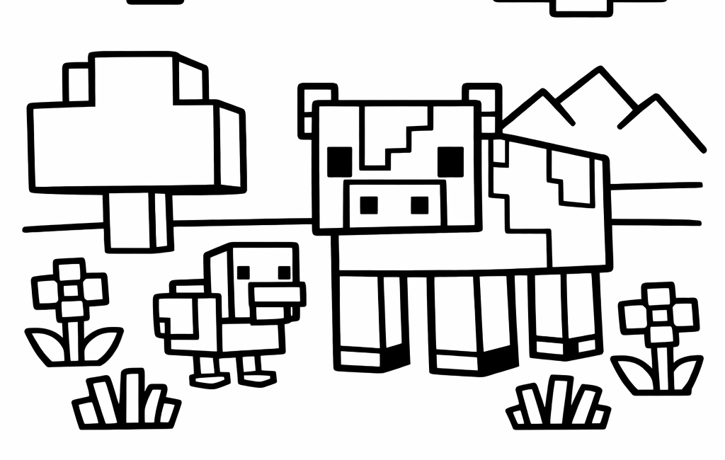 Kolorowanka Minecraft Zwierzęta