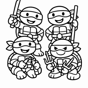 Kolorowanka Żółwie Ninja